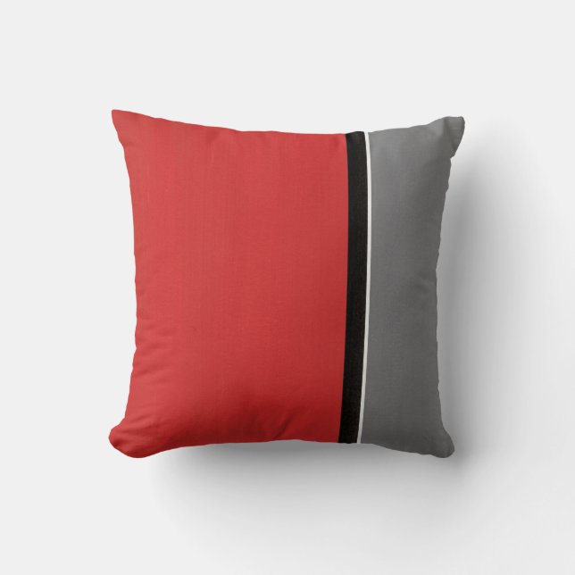 Red Gray Modern Kissen (Vorderseite)