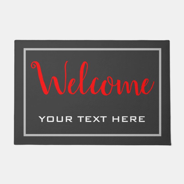 Red Gray Modern Minimalistisch Trendy Fußmatte (Vorderseite)