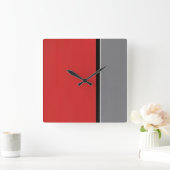 Red Gray Modern Quadratische Wanduhr (Zuhause)