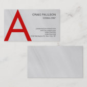Red Gray Monogram Consultant Charm Business Card Visitenkarte (Vorne/Hinten)