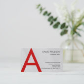 Red Gray Monogram Consultant Charm Business Card Visitenkarte (Stehend Vorderseite)