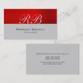 Red Gray Monogram Manager Business Card Visitenkarte (Vorne/Hinten)