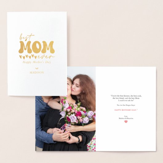 Red Gray Niedlich Best Mama jemals Folienkarte (Anzeige)