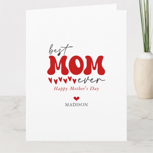 Red Gray Niedlich Best Mama jemals Karte (Vorderseite)