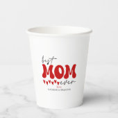 Red Gray Niedlich Best Mama jemals Pappbecher (Rückseite)