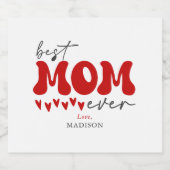 Red Gray Niedlich Best Mama jemals Schaumweinetikett (Einzelnes Label)