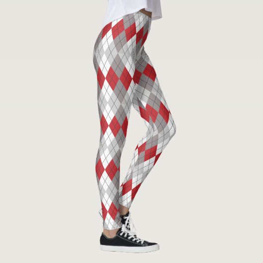 Red Gray Raute Pattern Leggings (Rechts)