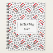 Red Gray Scandinavian Floral Pattern Planner Planer (Vorderseite)