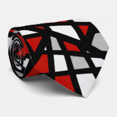 Red Gray Schwarz-weiß Abstrakt Geometric Krawatte (Gerollt)