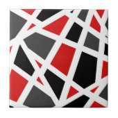 Red Gray Schwarz-weiß Geometric Fliese (Vorderseite)