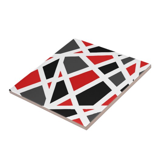 Red Gray Schwarz-weiß Geometric Fliese (Seite)