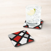 Red Gray Schwarz-weiß Geometric Getränkeuntersetzer (Rechte Seite)