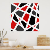 Red Gray Schwarz-weiß Geometric Poster (Küche)