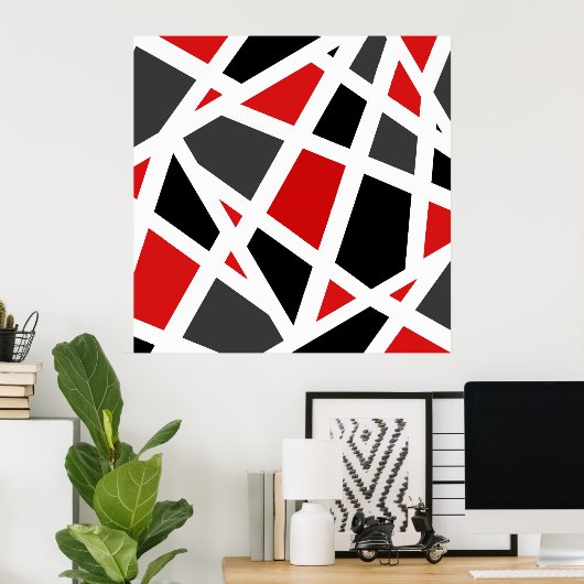 Red Gray Schwarz-weiß Geometric Poster (Heimbüro)