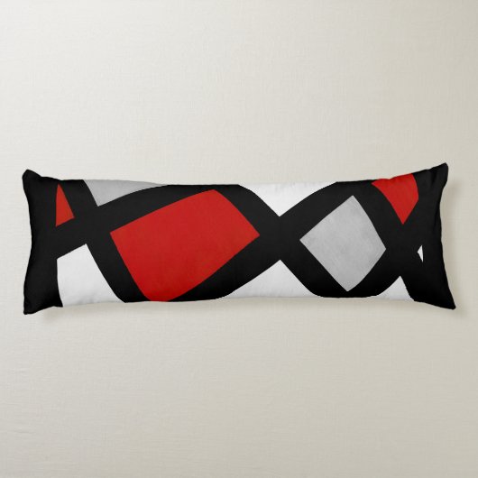 Red Gray Schwarz-weiß Geometric Seitenschläferkissen (Rückseite)