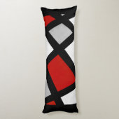 Red Gray Schwarz-weiß Geometric Seitenschläferkissen (Rückseite (Vertikal))