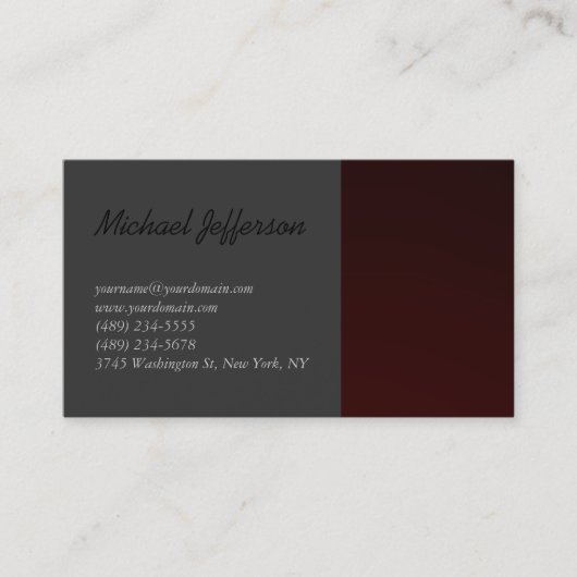 Red Gray Script Business Card Visitenkarte (Vorderseite)
