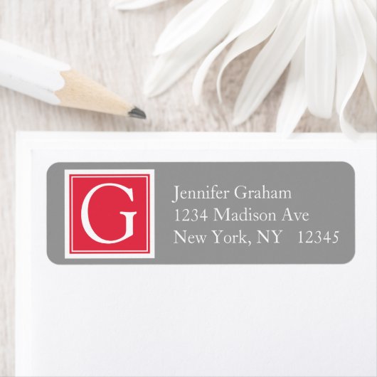 Red Gray Simple Modern Monogram (Insitu)