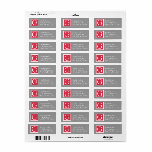 Red Gray Simple Modern Monogram (Vorne)