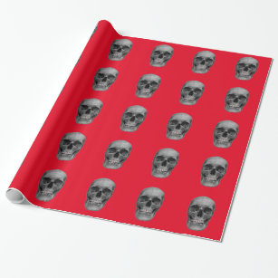 Red Gray Skull Geschenkpapier