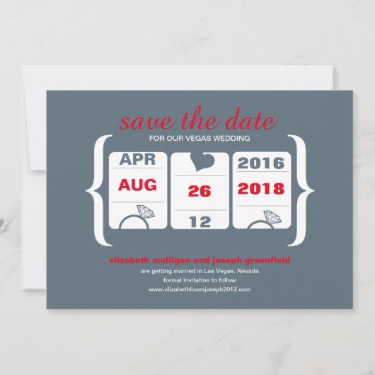 Red Gray Slot Machine Save the Date - Hochzeit (Vorderseite)