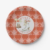 Red Gray Snowflakes Weihnachten Ice Skate Party Pappteller (Vorderseite)