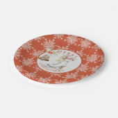 Red Gray Snowflakes Weihnachten Ice Skate Party Pappteller (Schrägansicht)