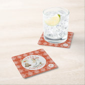 Red Gray Snowflakes Weihnachtseis Skate Monogram Rechteckiger Pappuntersetzer (Vor Ort)