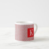 RED GRAY STRICK Espresso Cup + Initial II Espressotasse (Vorderseite Rechts)