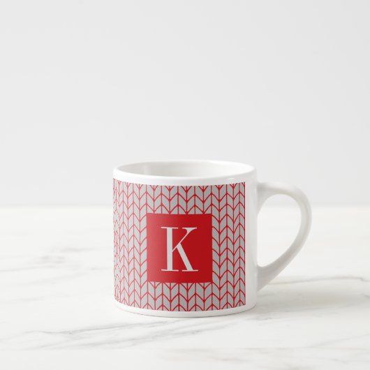 RED GRAY STRICK Espresso Cup + Initial II Espressotasse (Rechts)
