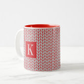 RED GRAY STRICK Red Two Tone Tasse + Initial II (Vorderseite Links)