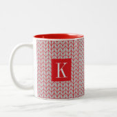 RED GRAY STRICK Red Two Tone Tasse + Initial II (Links)