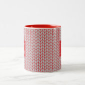 RED GRAY STRICK Red Two Tone Tasse + Initial II (Mittel)