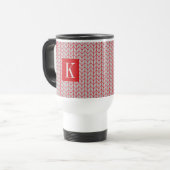 RED GRAY STRICK Travel Mug + Initial II Reisebecher (Vorderseite Links)