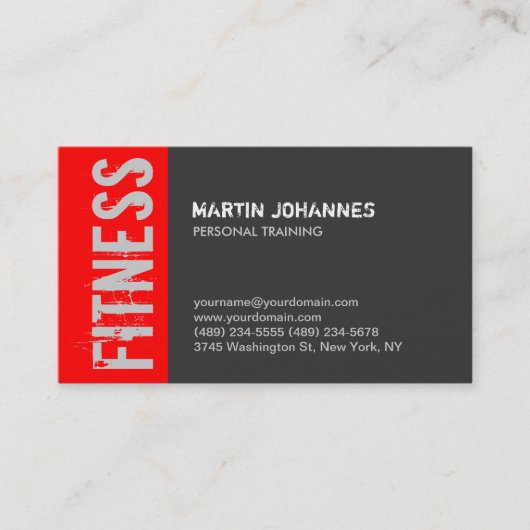 Red Gray Trainer Fitness Moderne Business Card Visitenkarte (Vorderseite)