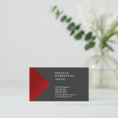 Red Gray Trendy Beruflich Business Card Visitenkarte (Stehend Vorderseite)