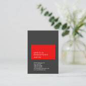Red Gray Trendy Large Beruflich Business Card Visitenkarte (Stehend Vorderseite)