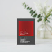 Red Gray Trendy Large Beruflich Business Card Visitenkarte (Stehend Vorderseite)
