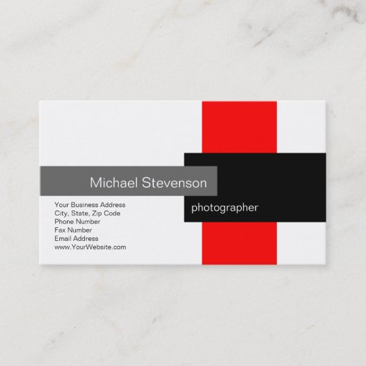 Red Gray White Black Business Card Visitenkarte (Vorderseite)