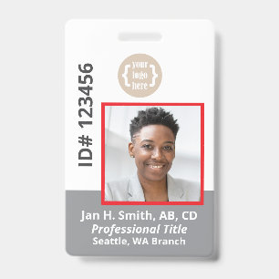 Red Gray White Employee Foto ID Card Ausweis