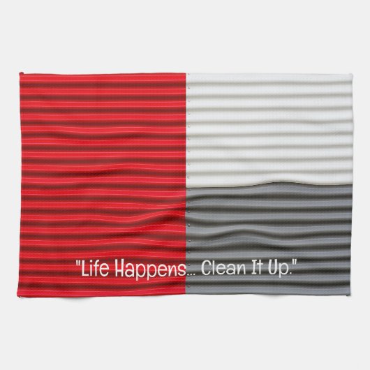 Red Gray White Graphics Küchentuch (Horizontal)