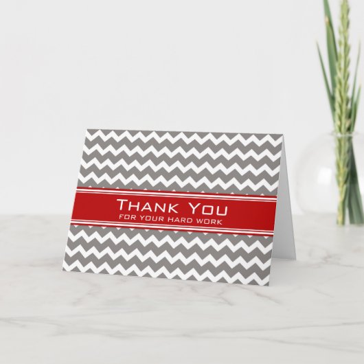 Red Gray Zickzack Anniversary Card Dankeskarte (Vorderseite)