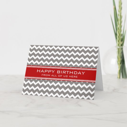 Red Gray Zickzack Business von Group Birthday Karte (Vorderseite)