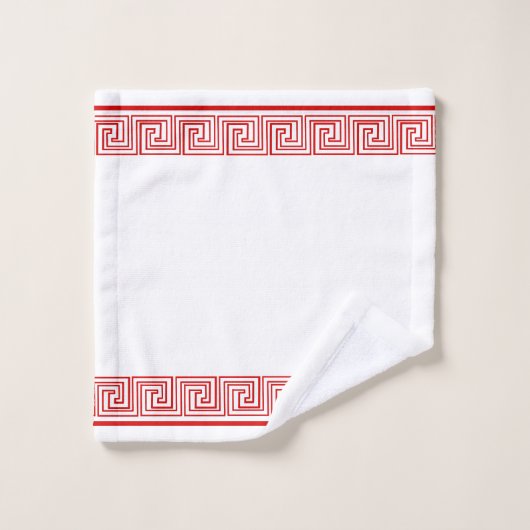Red Grecian Frieze Design Badhandtuch Set (Waschlappen)