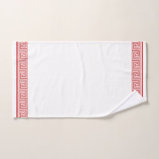 Red Grecian Frieze Design Badhandtuch Set (Handtuch)