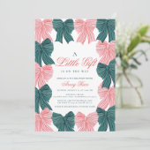 Red & Gree Bow/Ribbon Coquette Babydusche Einladung (Stehend Vorderseite)