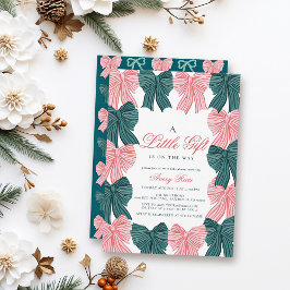 Red & Gree Bow/Ribbon Coquette Babydusche Einladung