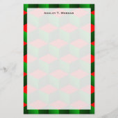 Red & Green 3D Look Cubes Weihnachts-Extravaganter Briefpapier (Vorderseite)