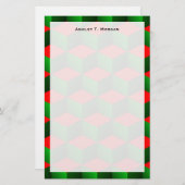 Red & Green 3D Look Cubes Weihnachts-Extravaganter Briefpapier (Vorne/Hinten)