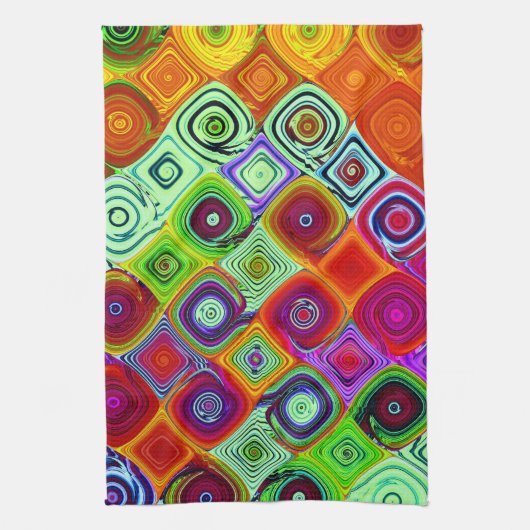 Red Green Abstrakt Mosaik Geschirrtuch (Vertikal)